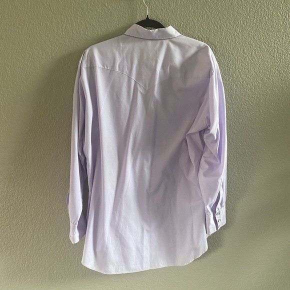 H Bar C Western Shirt 16 1/2 33 Mens Pearl Snap Western Embroidered lavender - Picture 2 of 11